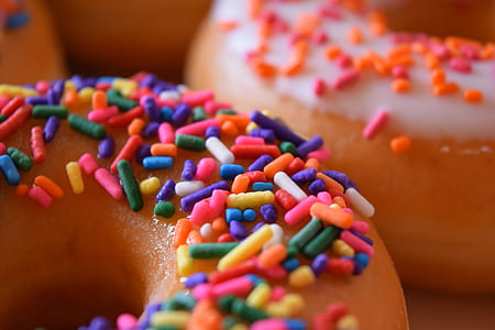 donuts with toppings close-up photo thumbnail