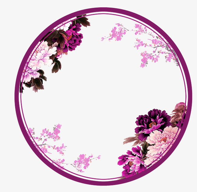 Purple Chinese Wind Flower Circle Border Texture, pink and purple flowers wreath illustration PNG clipart