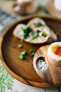 Breakfast served with tea, bread and eggs thumbnail