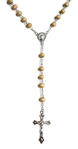 closeup photo of beaded brown silver-colored rosary thumbnail