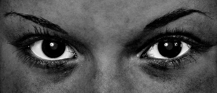 grayscale photo of person's eyes thumbnail