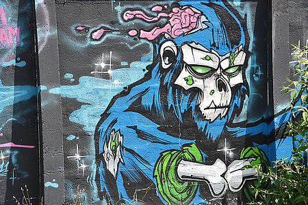 painting of blue and green monkey thumbnail