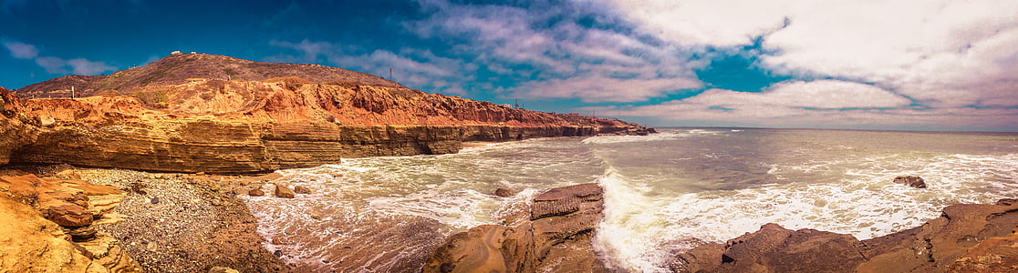 panorama photography of cliff beside body of water during daytime thumbnail