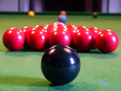billiard balls on pool table thumbnail
