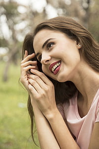 selective focus photography of woman wearing pink scoop-neck dress thumbnail