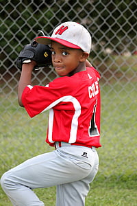 baseball player kid wearing red and white jersey shirt with white pants outfit thumbnail