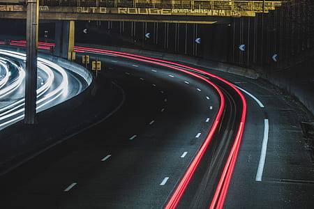 gray asphalt road during nighttime thumbnail