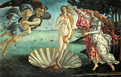 woman nude standing on clamp shell artwork painting thumbnail