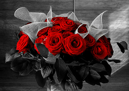 selective color of red rose bouquet thumbnail