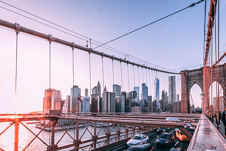 cars passing in Brooklyn Bridge, New York thumbnail