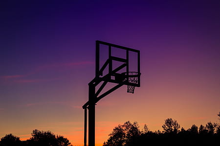 hoop, park, basketball, silhouette thumbnail