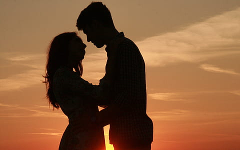 couple, love, sunset, romance, in the evening thumbnail