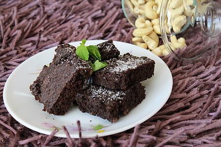 delicious brownies  with a generous sprinkling  of sugar and a hint of mint. thumbnail