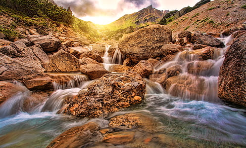time lapse photography of falls during golden hour time thumbnail