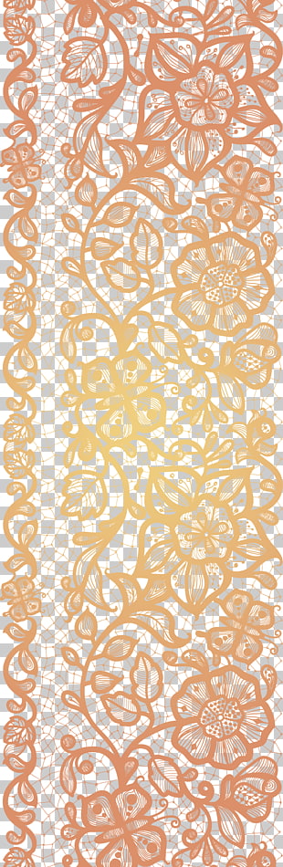 Euclidean Lace, Gradient complex Gulei Si lace , orange floral PNG clipart
