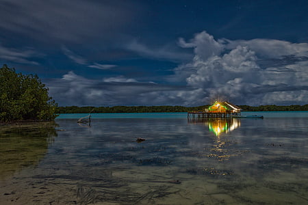 shack surrounded body of water thumbnail