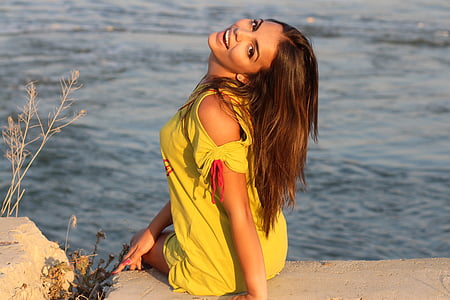 girl, summer, tanned, water, brunette, beauty thumbnail
