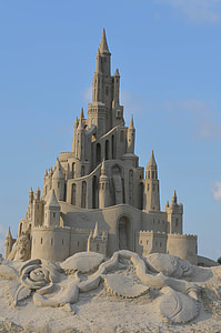 sand castle under clear blue sky thumbnail