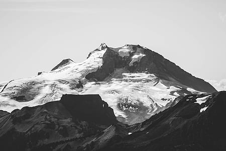 mountain, snow, black and white, mountain range thumbnail