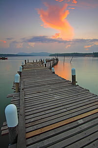 jetty, dawn, sunset, water thumbnail