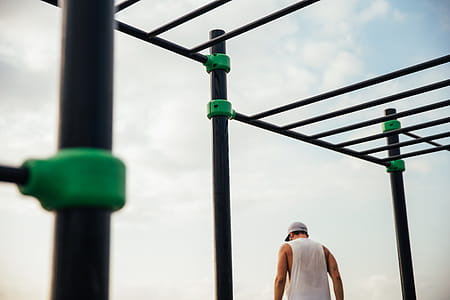 Workout bars at park with cloudy background thumbnail