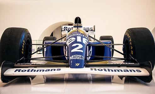 blue and white Rothmans Renault F1 car thumbnail