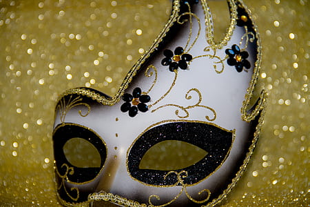 white and gray floral masquerade eye mask thumbnail