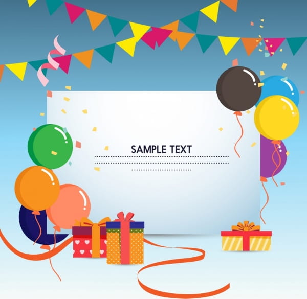 Gift Card Template Colorful Balloons Ribbon Box Ornament Ai Eps File Free Graphics Uihere