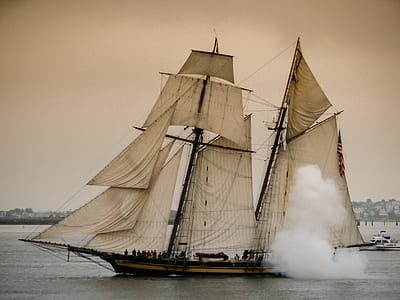 sepia photography of galleon on sea thumbnail