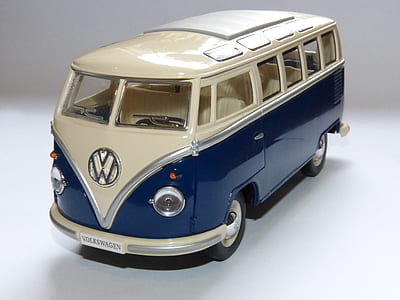 blue and white Volkswagen toy car thumbnail