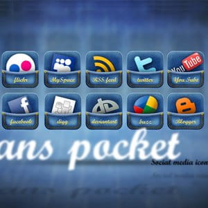 Jeans Pocket Social Media Icon Set
