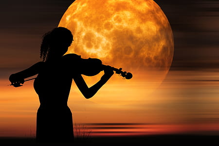 silhouette of woman playing violin thumbnail