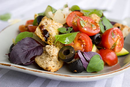 white ceramic plate of fruits and vegetables thumbnail