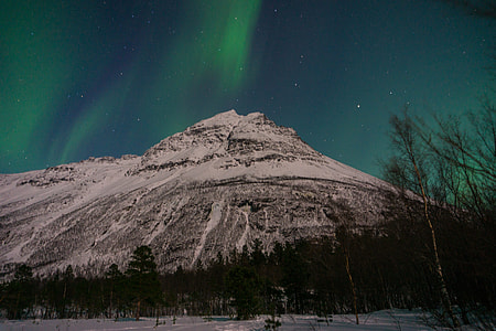 worm's eye view photography of snow mountain under night sly thumbnail