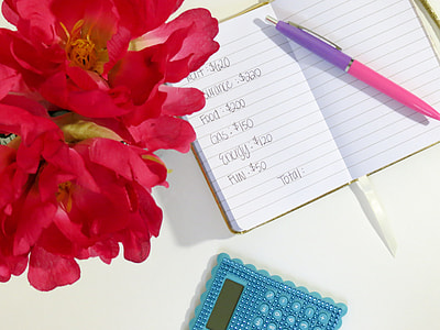 blue digital calculator near white lined paper thumbnail