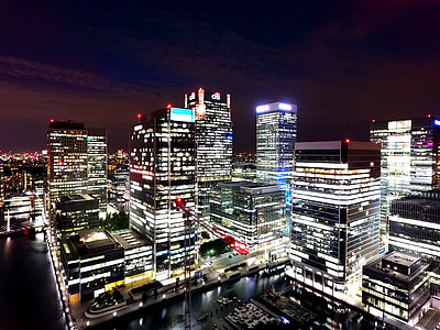 aerial photography of city buildings with lights thumbnail