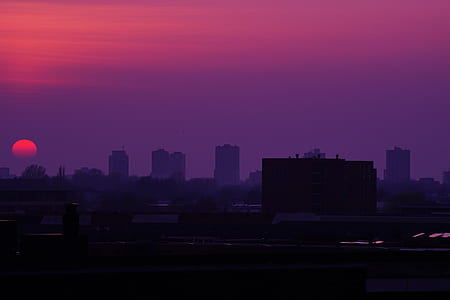 city, dawn, sunset, skyline thumbnail