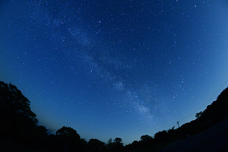 silhouette of mountain and stary night sky thumbnail