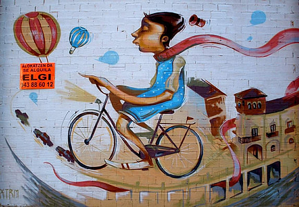 woman riding bike painting thumbnail