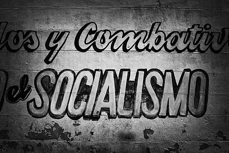 Wide-angle shot of ‘socialism’ street art in Havana, Cuba, the unofficial capital of Latin America thumbnail