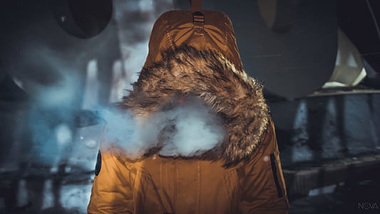 smoke coming out from brown fur coat thumbnail