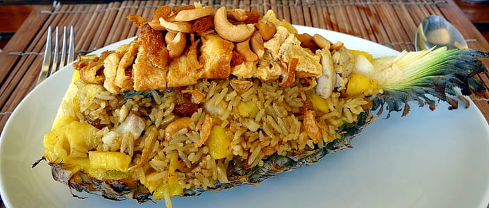 fried rice with toppings on plate thumbnail