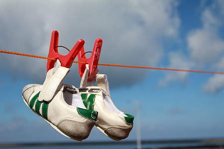 hanged white-and-green velcro shoes thumbnail