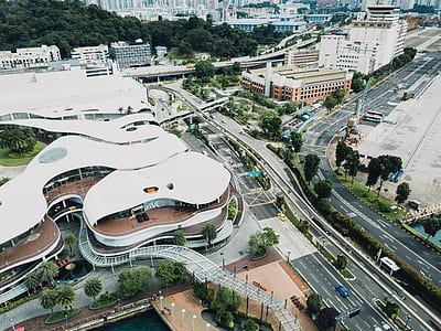wide angle photo of gray concrete buildings thumbnail