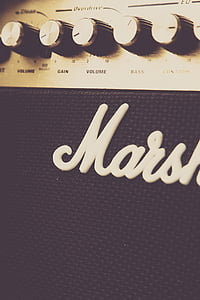 close-up photo of white Marshall guitar amplifier thumbnail