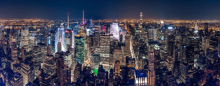 city skyline at nighttime aerial photography thumbnail