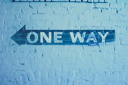 One Way signage painted on wall thumbnail