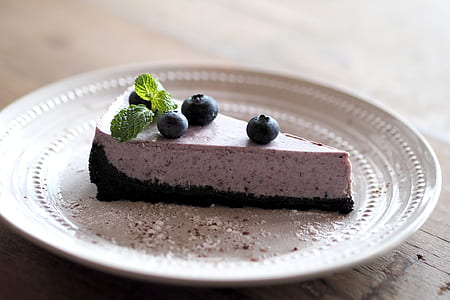 cake slice topped with blueberries thumbnail