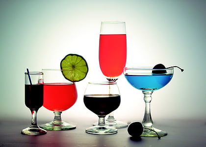 six assorted filled wine glasses thumbnail