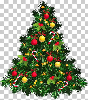 Christmas tree Christmas decoration , Transparent Christmas Tree with Ornaments , green Christmas tree illustration PNG clipart